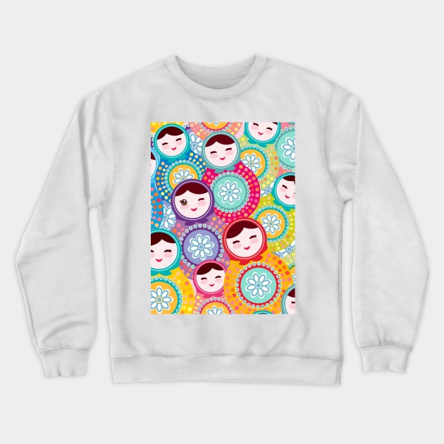 Russian dolls matryoshka seamless pattern Crewneck Sweatshirt by EkaterinaP